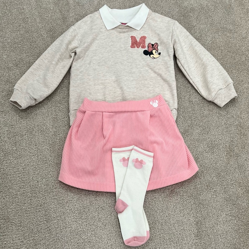Minnie Mouse Sweater and Skirt Outfit